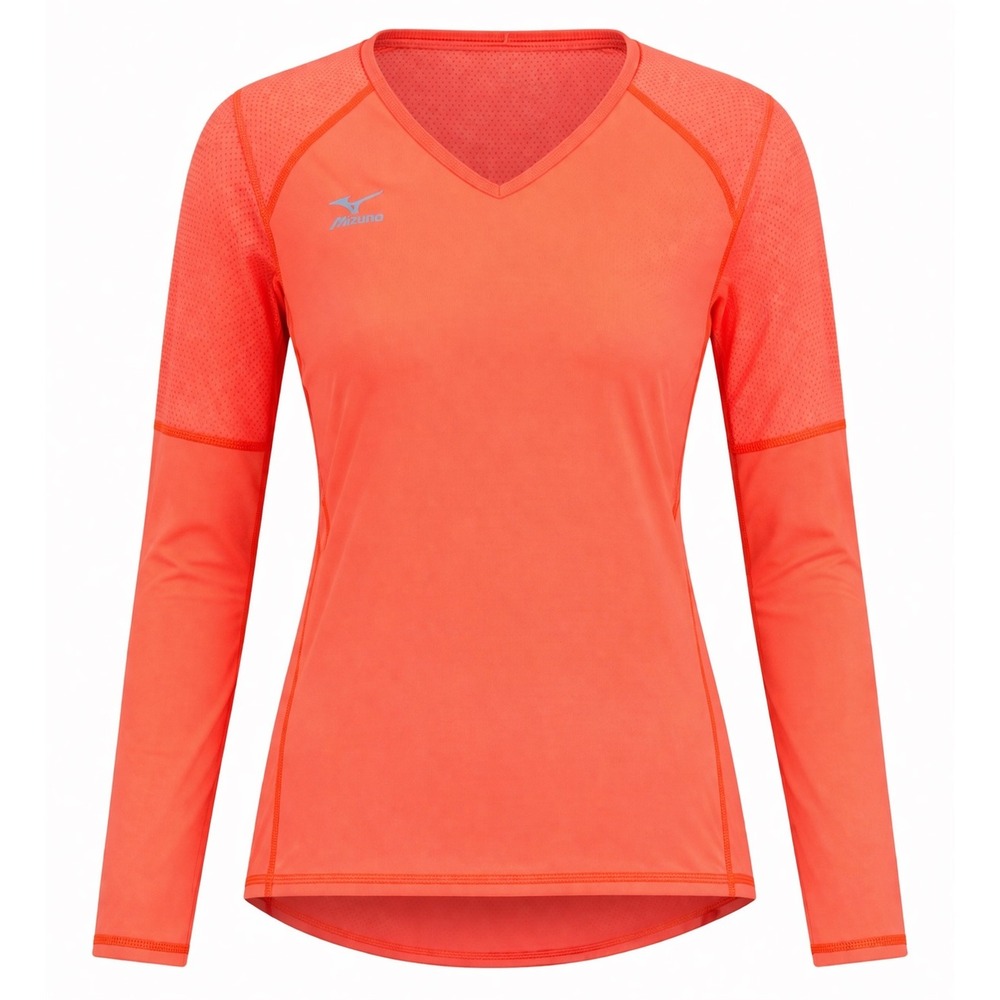 Mizuno Volleyball NWT lightweight Long Sleeve Jersey Orange XXS‎ sportswear logo